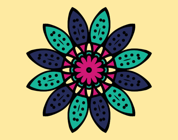Desenho Mandala flores com pétalas pintado por veruskaf