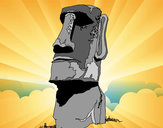 Desenho Moai da Ilha de Páscoa pintado por ImShampoo
