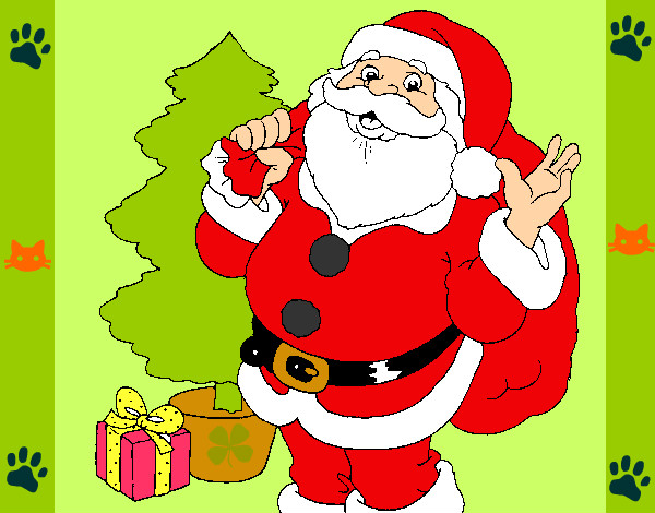 Desenho Santa Claus e uma árvore de natal pintado por GASBI