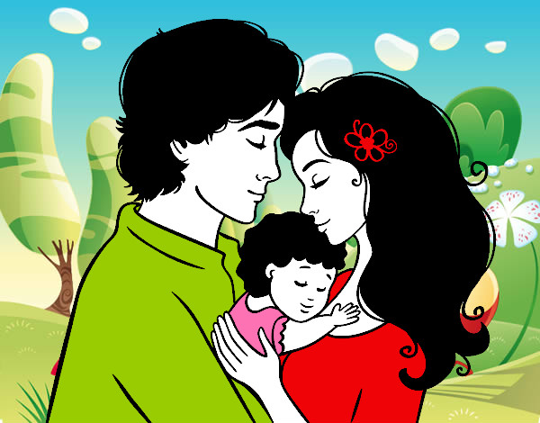 Desenho Família abraço pintado por bhun