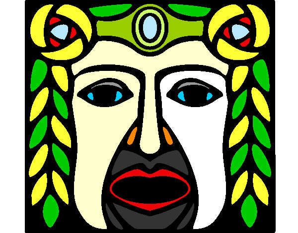 Desenho Máscara Maia pintado por CRRW