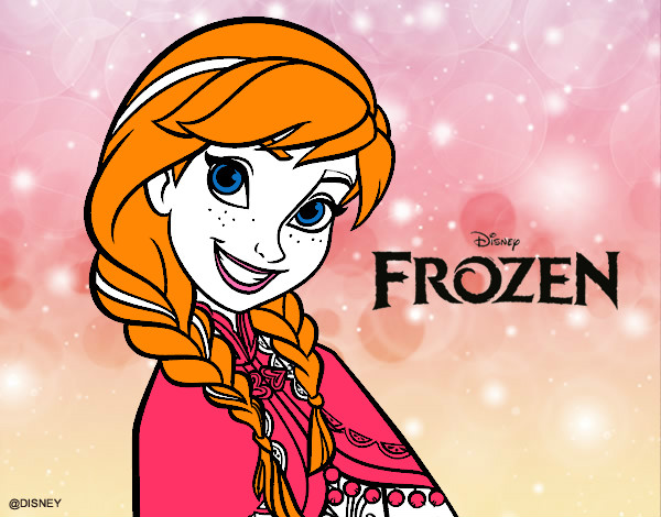 Desenho Frozen Anna pintado por mingau