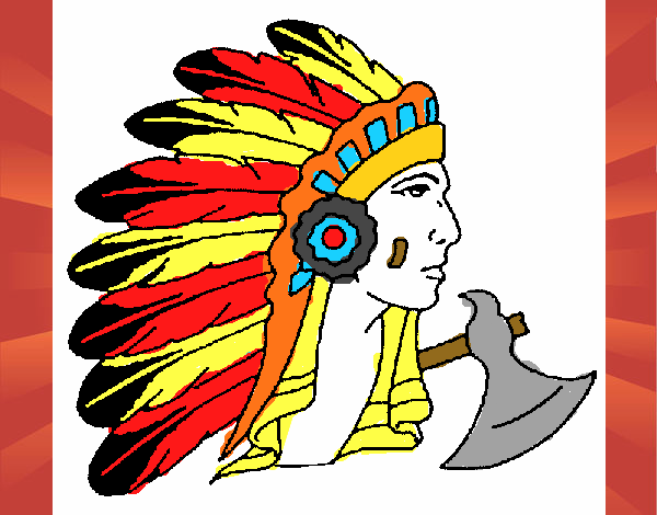 Desenho Índio com grandes plumas pintado por REGIONAL