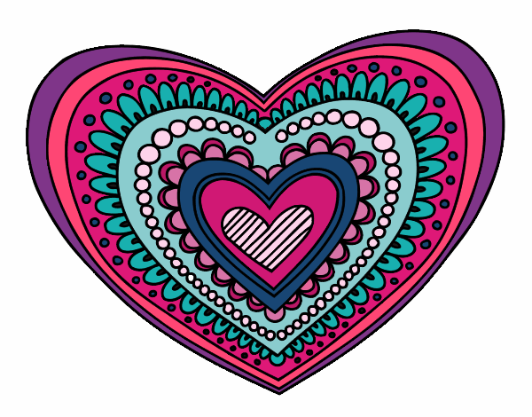 Desenho Mandala coração pintado por rorie