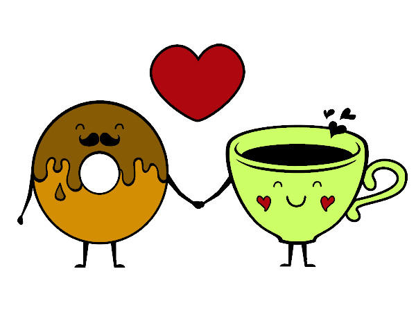 Desenho O amor entre donut e chá pintado por vickk  
