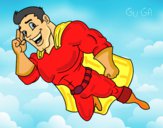 Desenho Superherói voando pintado por amauri