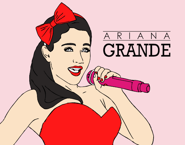 Desenho de Ariana Grande cantando pintado e colorido por Usuário não