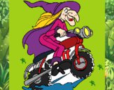 Desenho Bruxa numa moto pintado por Arbaiter