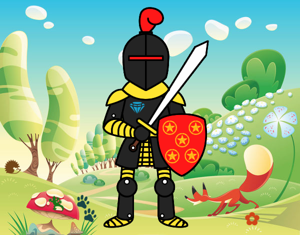 Desenho Cavaleiro com espada e escudo pintado por Gui2016