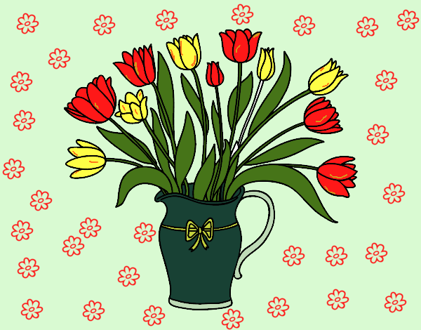 Desenho Jarro de tulipa pintado por saralee