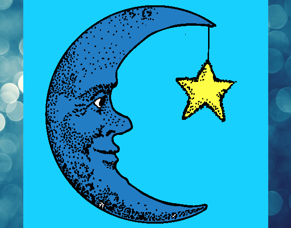 Desenho Lua e estrela pintado por Arbaiter