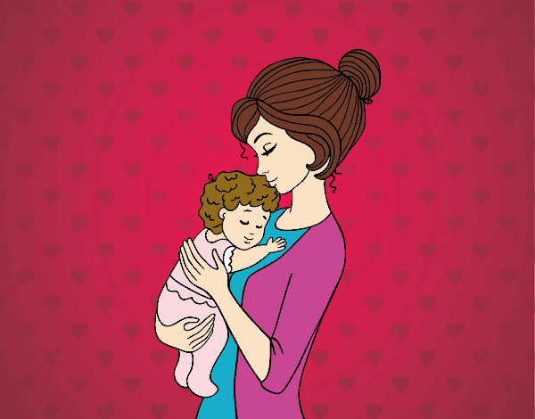 Desenho Mãe levando o bebê pintado por nand