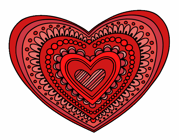 Desenho Mandala coração pintado por Gracielle