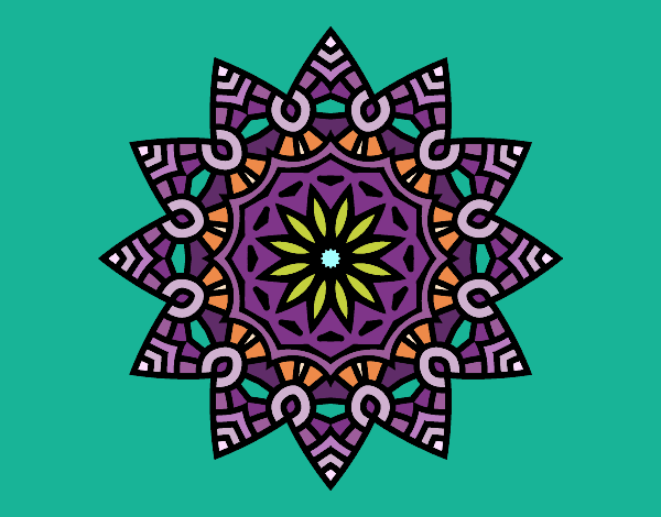 Desenho Mandala estrela floral pintado por Gracielle