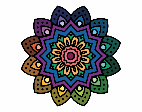 Desenho Mandala flor natural pintado por izisena