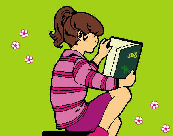 Desenho Menina a ler pintado por Missim