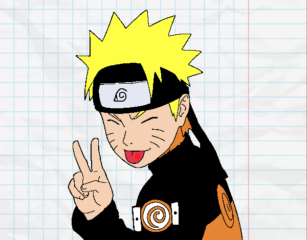 Desenho Naruto puxando para fora a língua pintado por Ursito