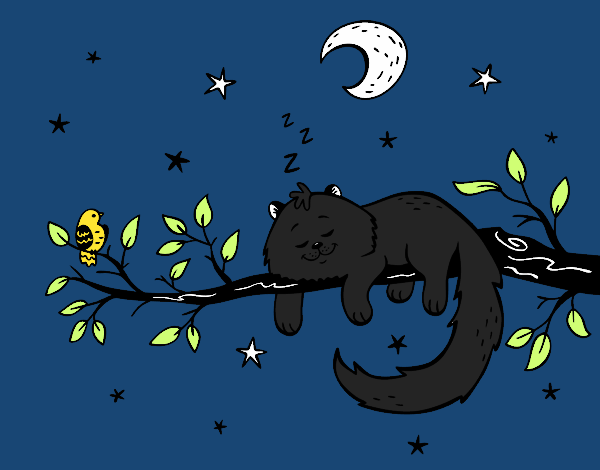 Desenho O gato ea luna pintado por ShadowCat