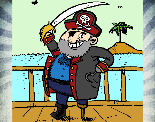Desenho Pirata a bordo pintado por letician