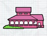 Desenho Casa escola pintado por camilaS2