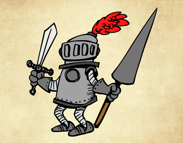 Desenho Cavaleiro com espada e lança pintado por daniel12