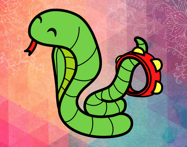 Desenho Cobra com tamborin pintado por getleman
