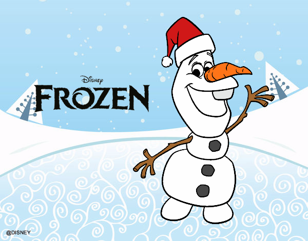 Desenho Frozen Olaf em Natal pintado por Hudsonzin