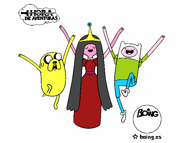 Desenho Jake, Princesa Bubblegum e Finn pintado por edet