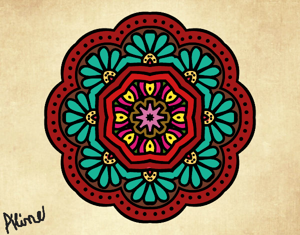 Desenho Mandala mosaico modernista pintado por Alinee