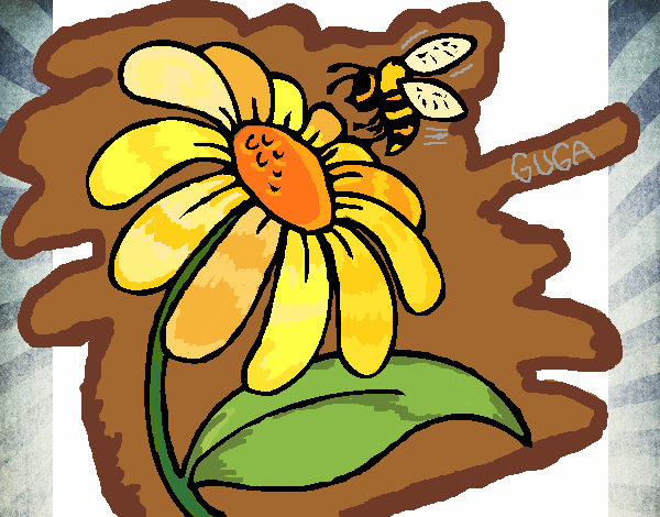 Desenho Margarida com abelha pintado por amauri