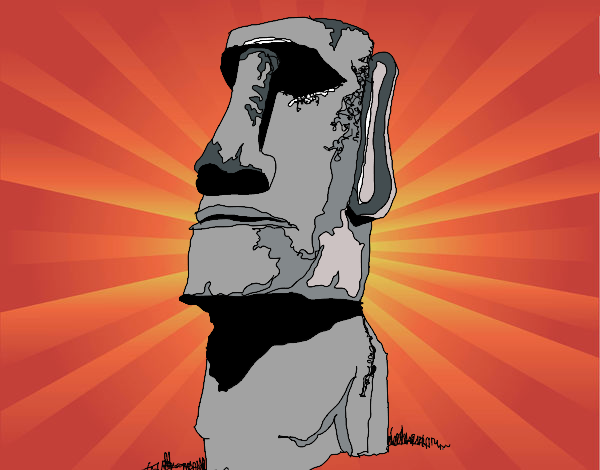 Desenho Moai da Ilha de Páscoa pintado por Hudsonzin