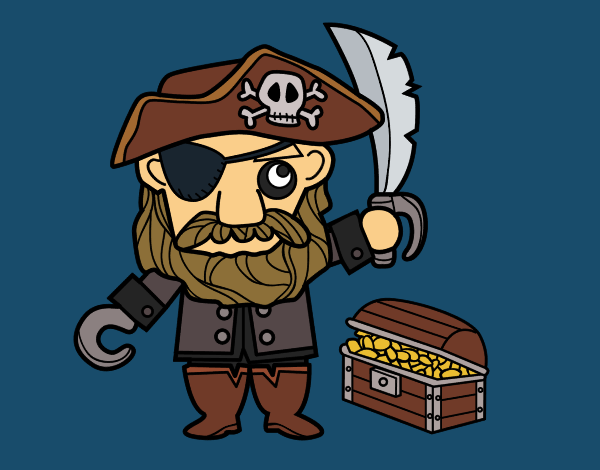 Desenho Pirata com tesouro pintado por Tafelix