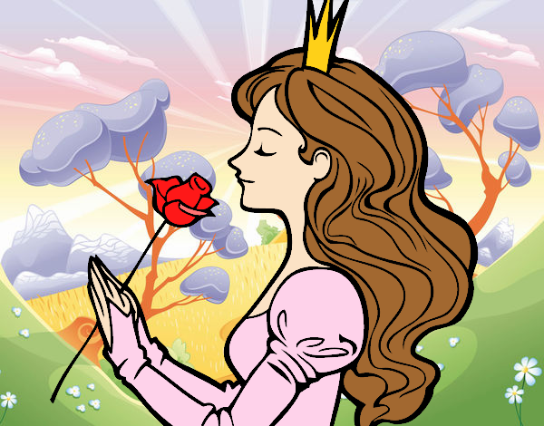 Desenho Princesa e rosa pintado por IrisXvr