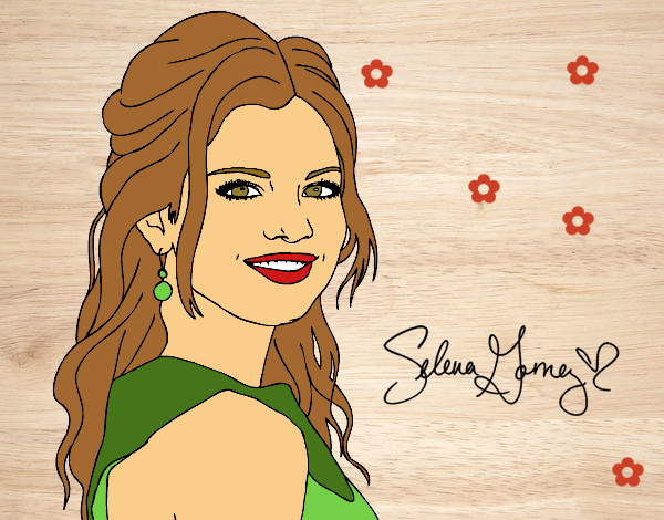 Desenho Selena Gomez com cabelo encaracolado pintado por Missim