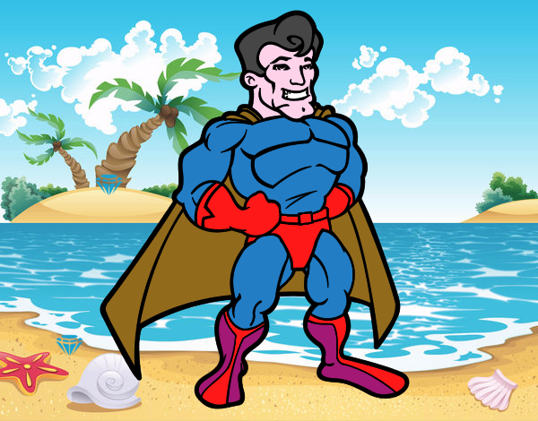 Desenho Super-herói musculoso pintado por edet