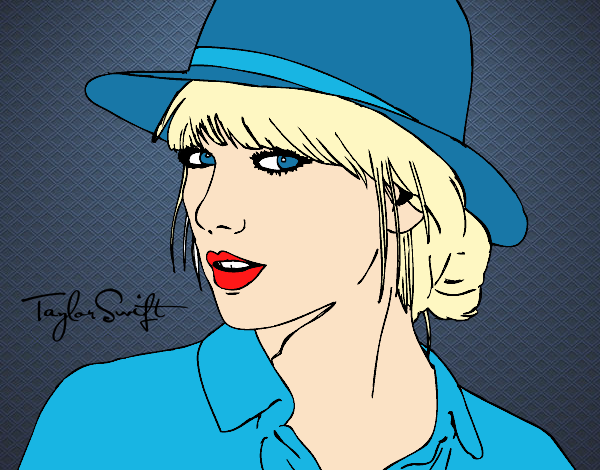 Desenho Taylor Swift com chapéu pintado por Missim