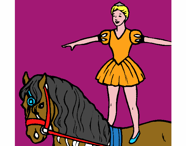 Desenho Trapezista em cima do cavalo pintado por edet