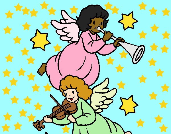 Desenho Anjos musicais pintado por Missim