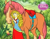 Desenho Brave - Merida e seu cavalo pintado por Dama