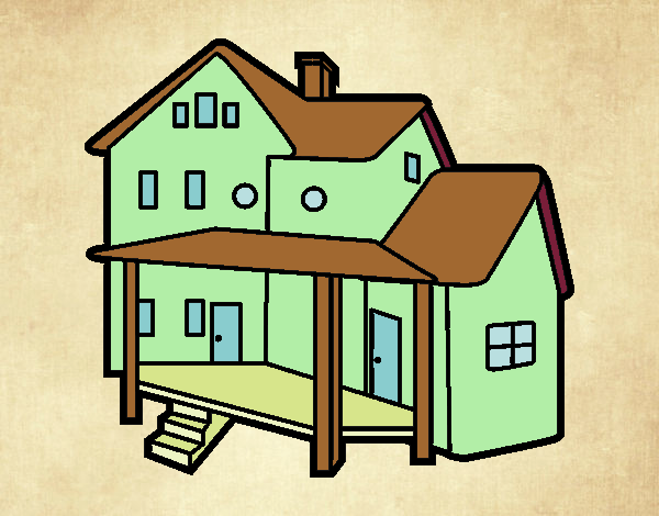 Desenho Casa con alpendre pintado por nina2