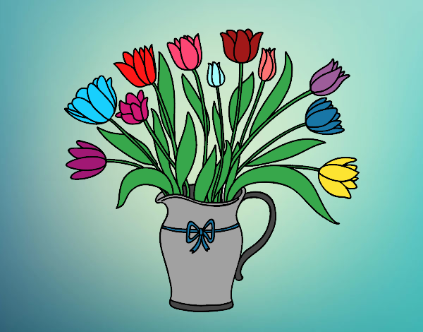 Desenho Jarro de tulipa pintado por Pilly