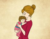 Desenho Mãe levando o bebê pintado por RessDiva