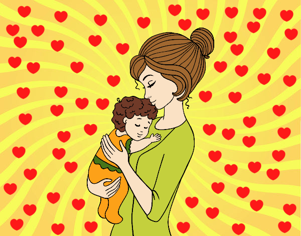 Desenho Mãe levando o bebê pintado por BrunaFaria