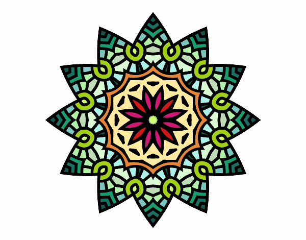 Desenho Mandala estrela floral pintado por Claupulzi