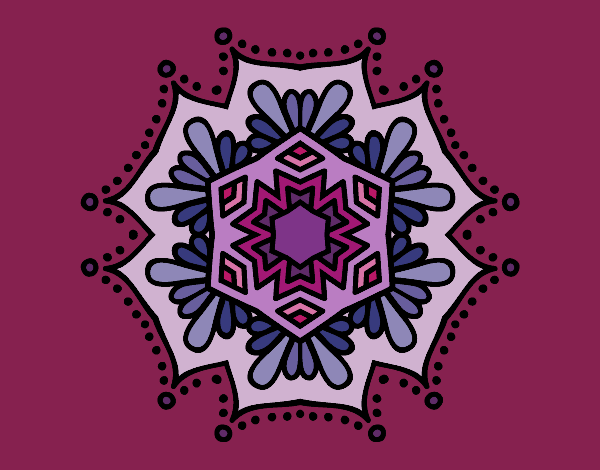 Desenho Mandala flor simétrico pintado por Shika