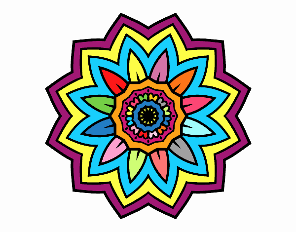 Desenho Mandala flores de girassol pintado por Pilly