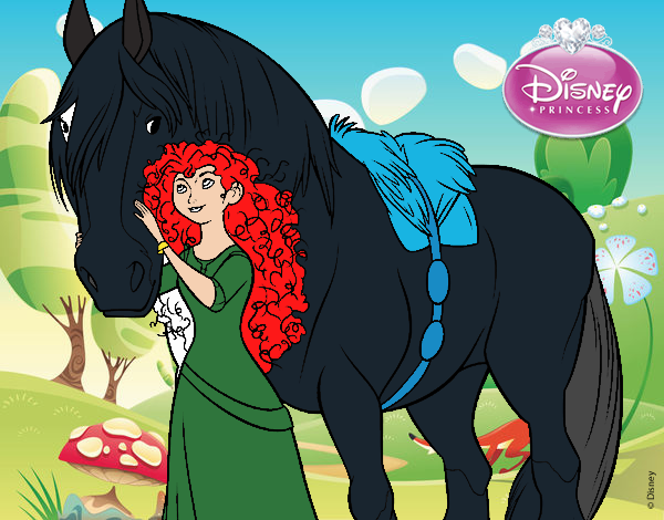 Desenho Brave - Merida e seu cavalo pintado por sonhadora