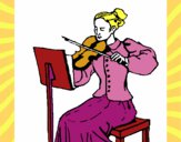 Desenho Dama violinista pintado por Maltez
