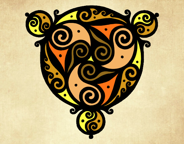 Desenho Mandala com três pontos pintado por carlaperei