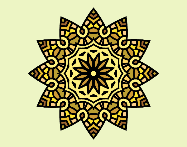 Desenho Mandala estrela floral pintado por Shika